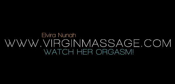  Hot virgin redhead Elvira Nunah orgasms from oil massage